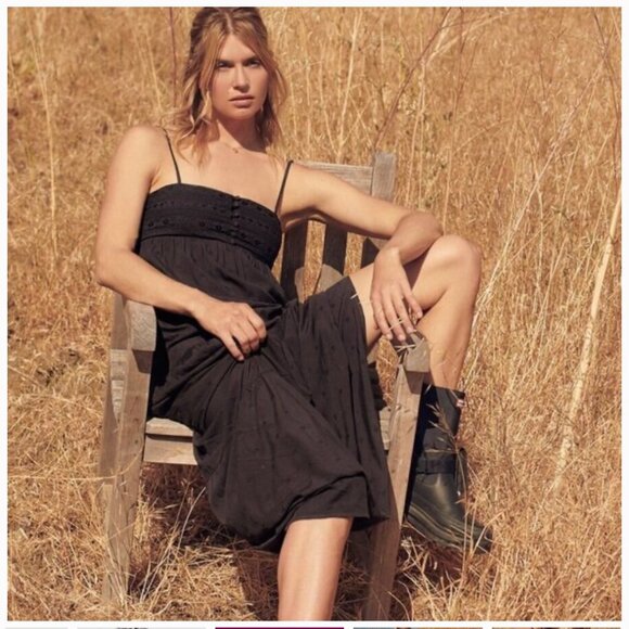 Spiritual Gangster Dolce Embroidered‎ Black Maxi Dress Size L NEW WITH TAG - Picture 1 of 12